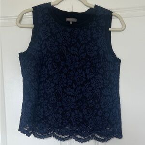 Vince Camuto Dark Navy Floral Lace Sleeveless Camisole